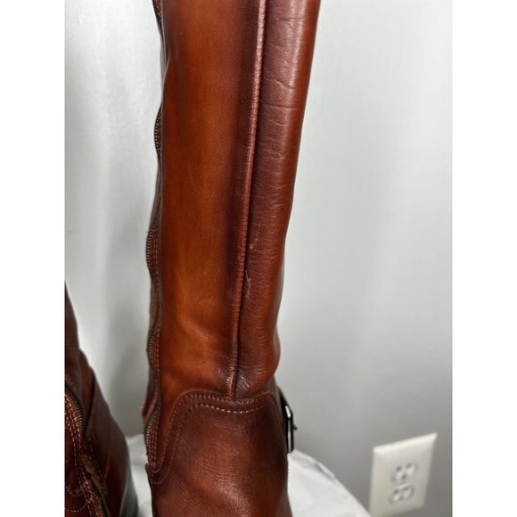 Aldo Brown Leather Knee-Length Riding Boots With Side Zipper Size 6 - Picture 2 of 16